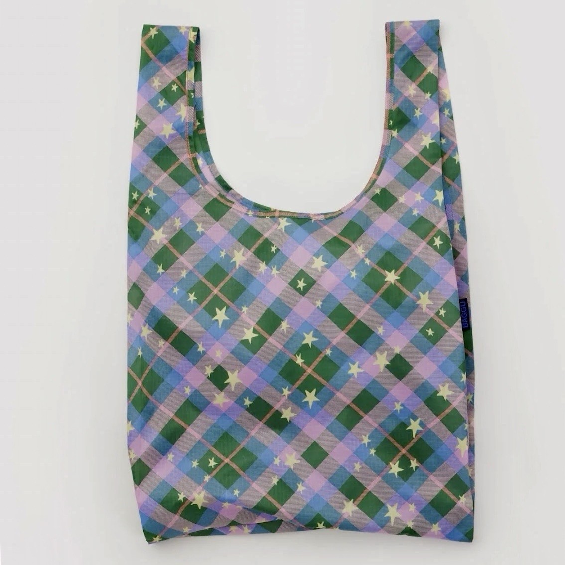 NEW! Baggu STANDARD BAG in “Green Star Plaid” — Recycled Nylon, SOLD OUT & RARE!