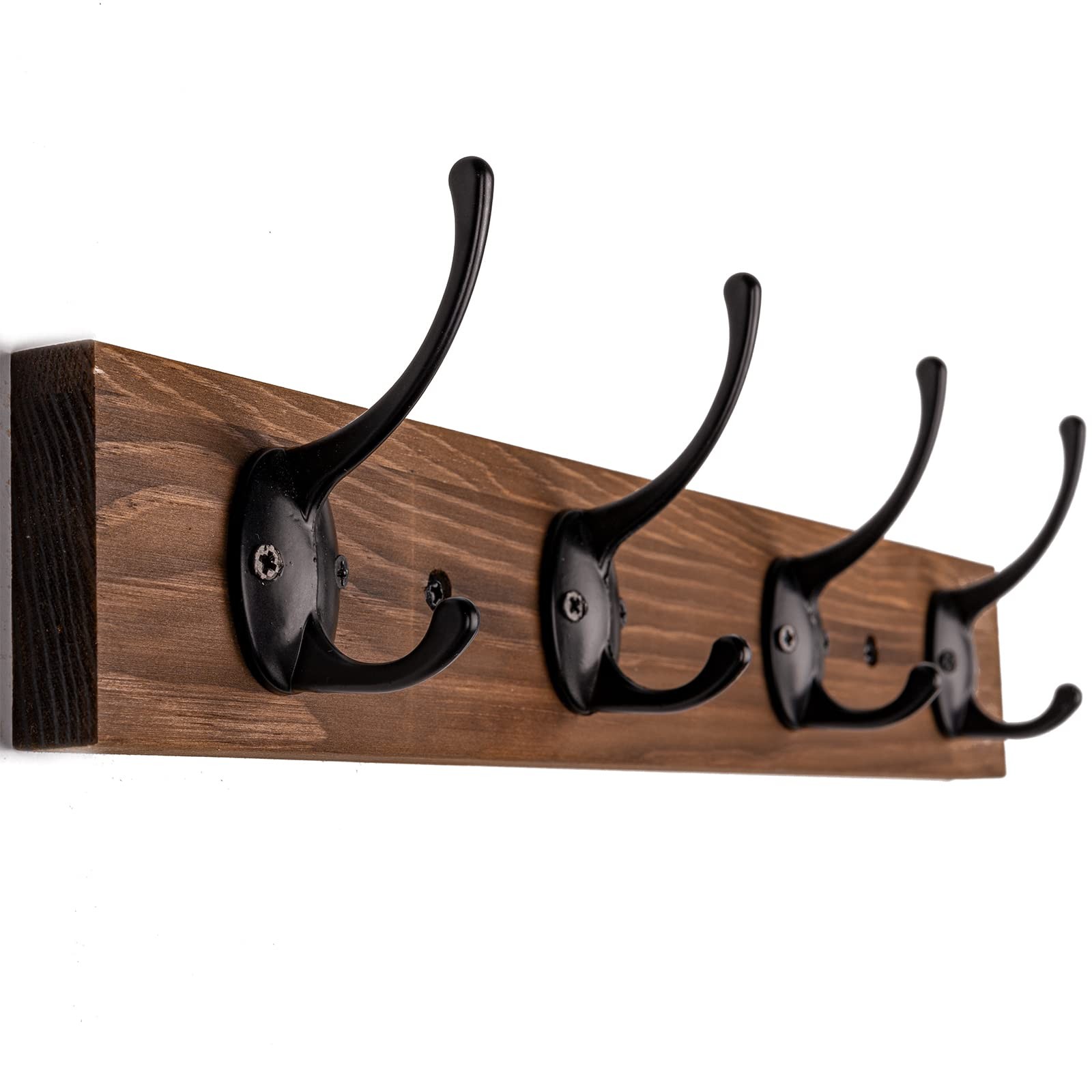 VERTORGAN Coat Hooks Wall Mounted, Wooden Hat Rack with 4 Hooks for Entryway,…
