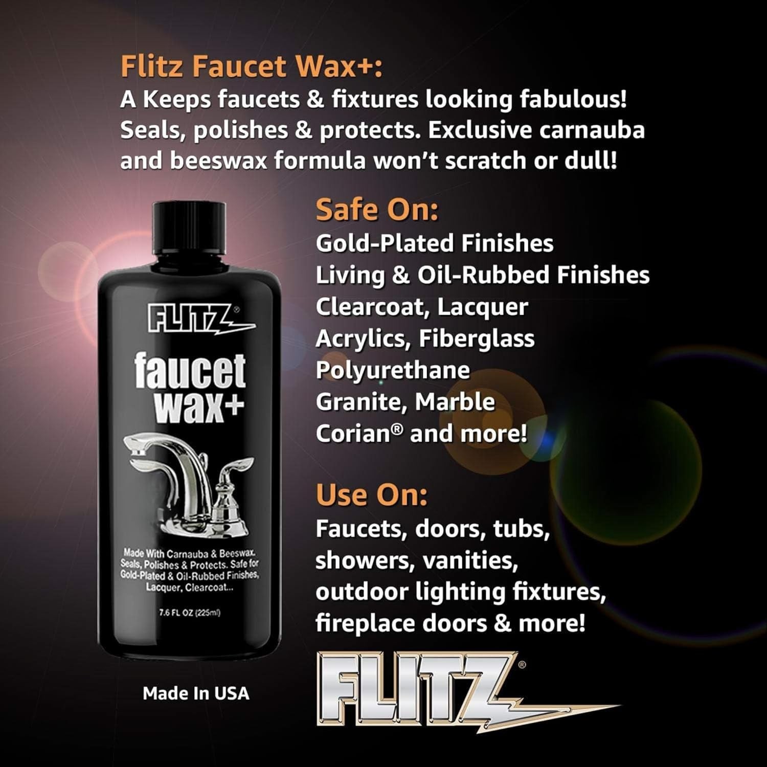 Flitz Faucet Waxx Plus – 7.6oz/225ml Bottle PW02685 (SEE VIDEO)