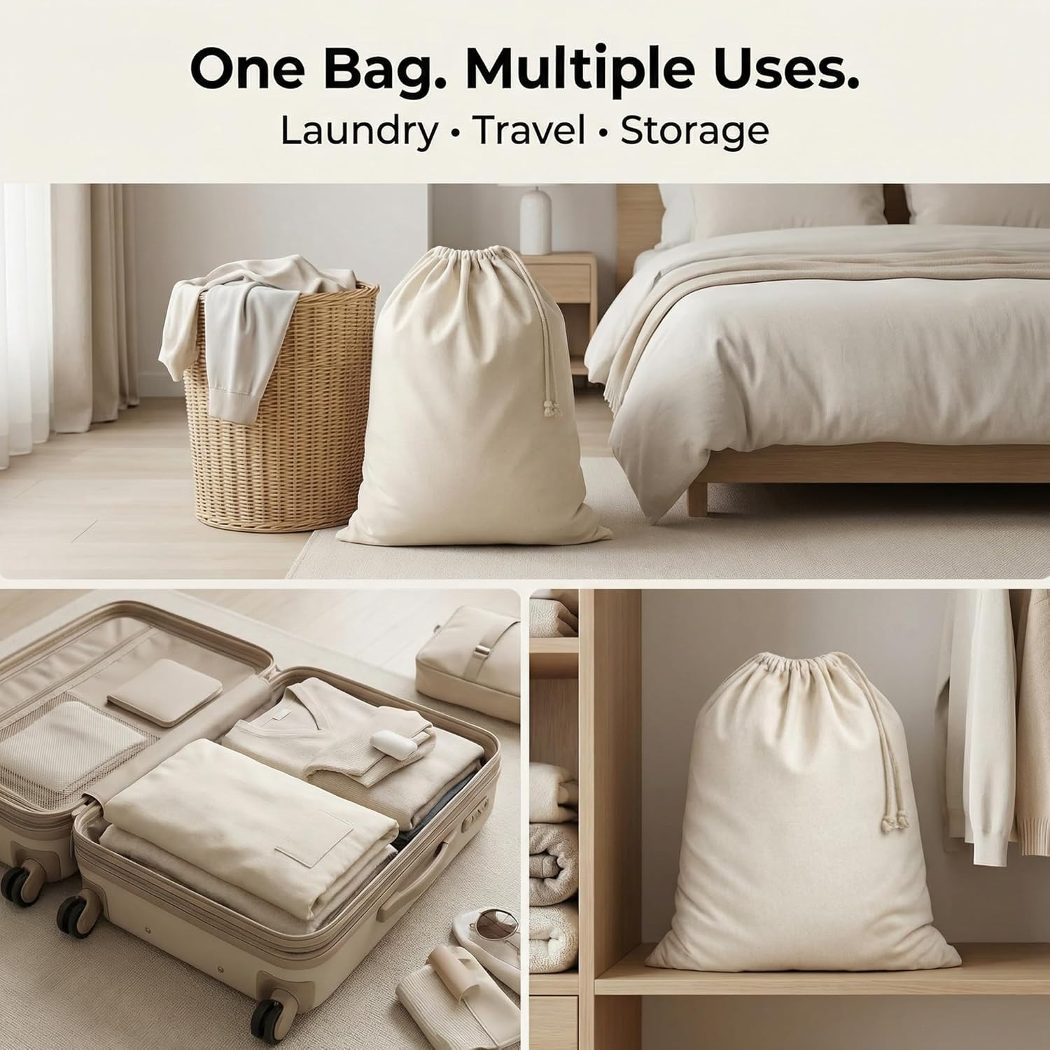 Laundry Bags 2-Pack 28”X36″ Extra-Large Cotton Canvas Heavy Duty