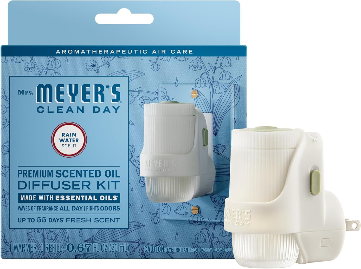 MRS. MEYER’S CLEAN DAY Scented Oil, Rain Water, 1 Warmer and Refill | Freshens H