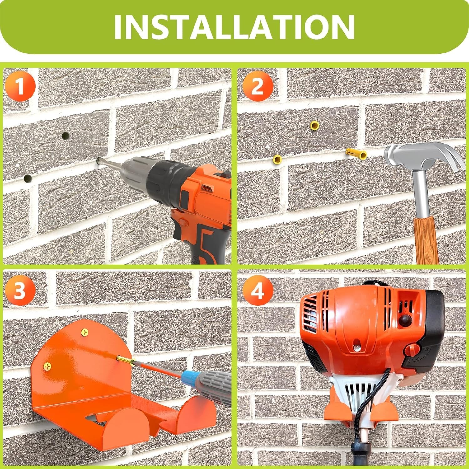 Trimmer Rack Wall Mount Weed Eater Hanger Heavy Duty Garage Organizer 2 Pack