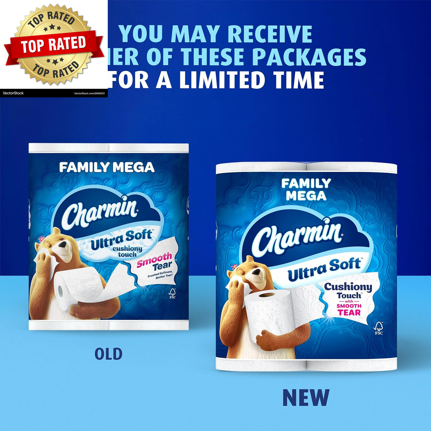 Ultra Soft Cushiony Touch Toilet Paper, 24 Family Mega = 123 Regular Rolls,White