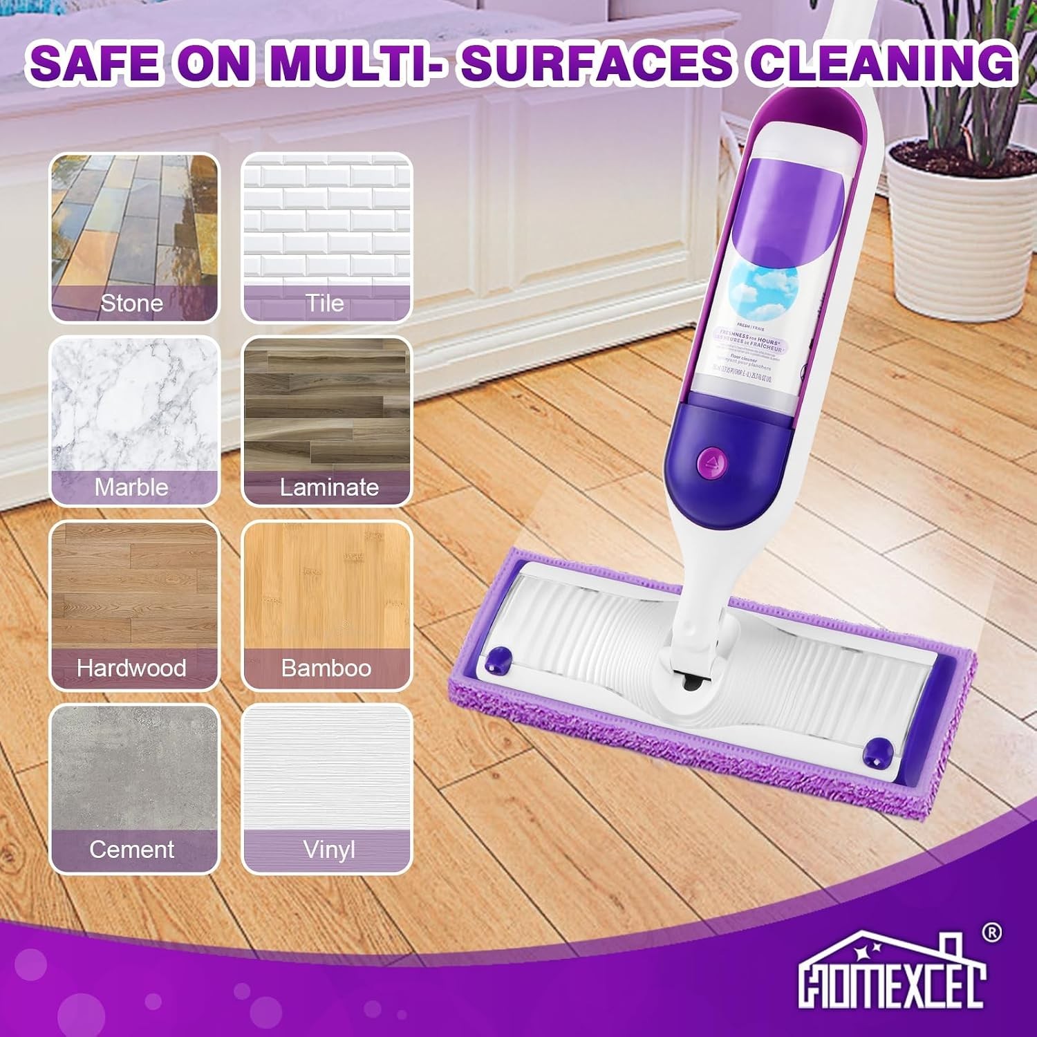 HOMEXCEL Reusable Microfiber Mop Pads for Swiffer PowerMop, Power Mop Pads Refil