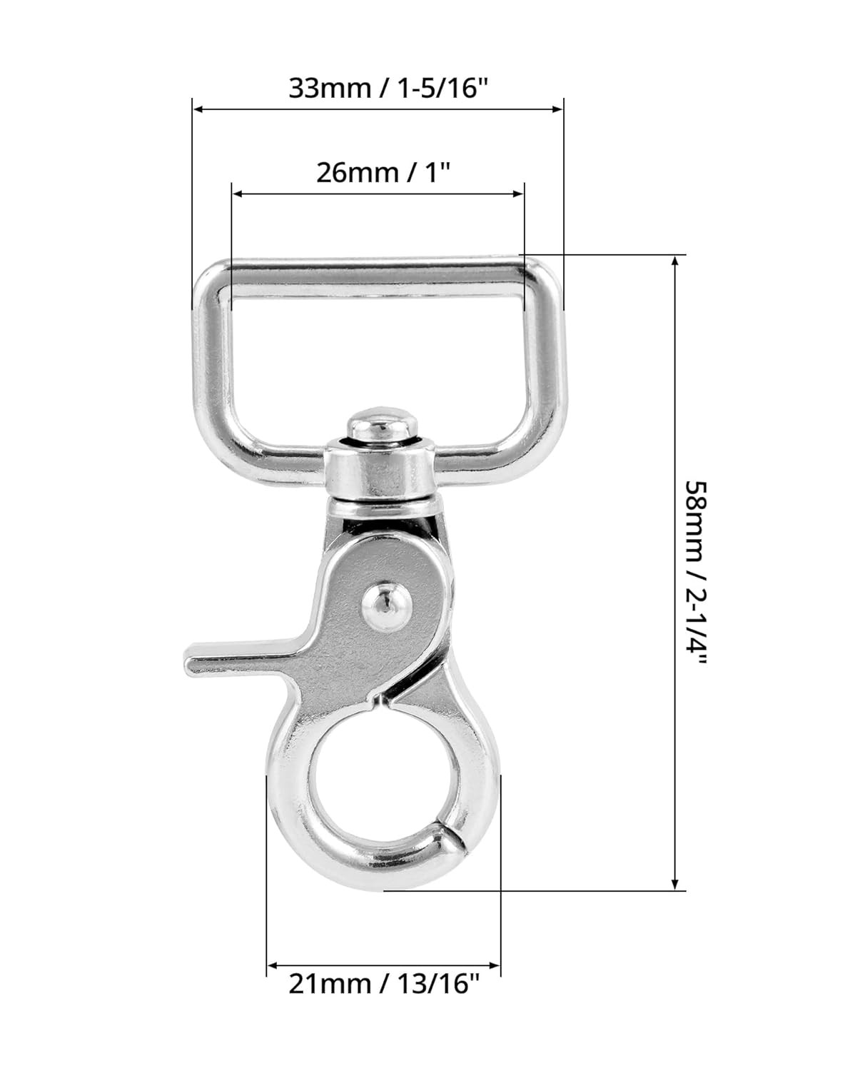 Metal Swivel Snap Hooks 2.6 Inch – 10 Pack Smooth 360° Rotation for Bags, Keycha