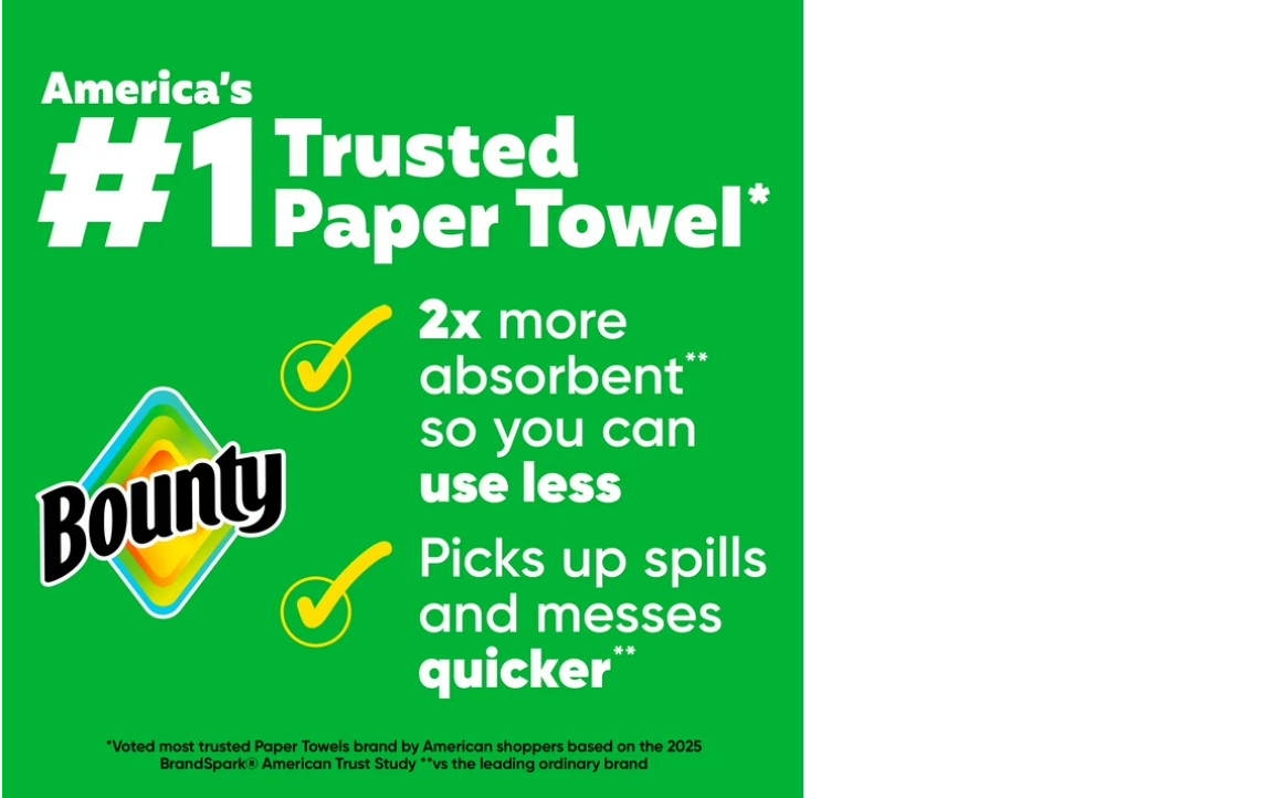 Bounty Paper Towels Select-A-Size White, 6 Mega Rolls, 164 Sheets per Roll