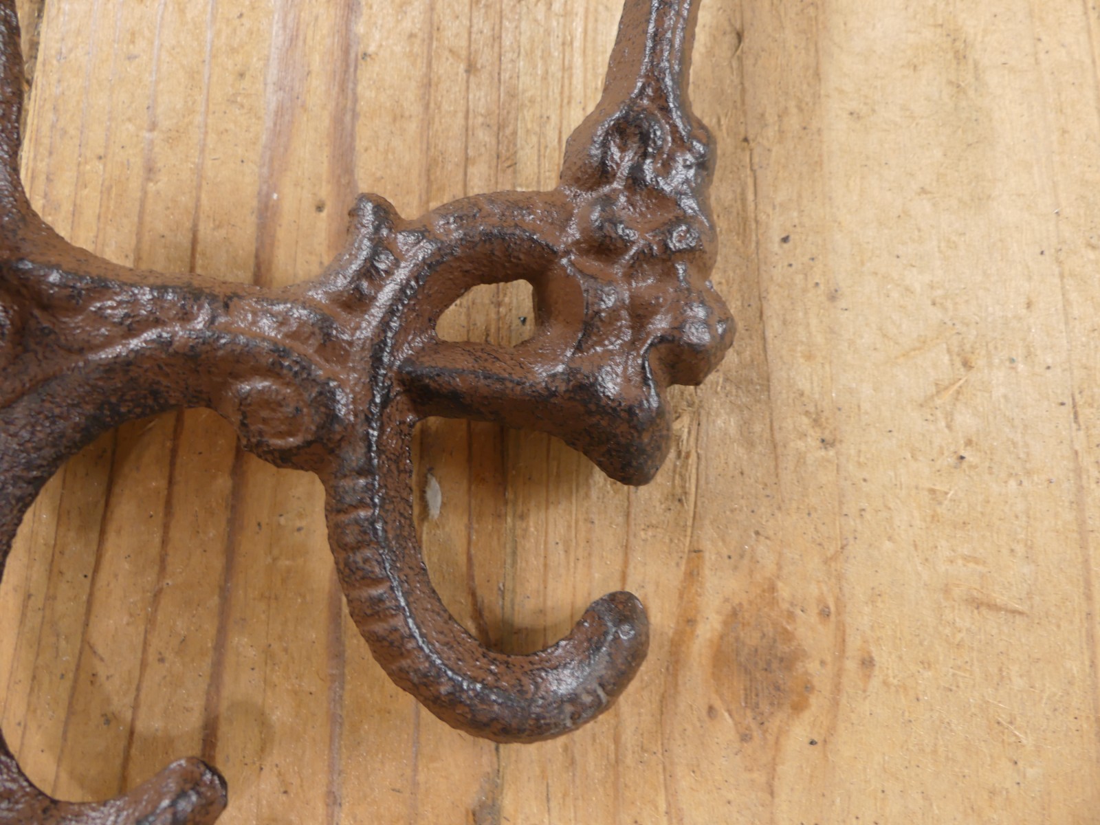 5 Rustic Cast Iron Coat Bath Hooks Ornate Victorian Large Hall Tree Wall Towel
