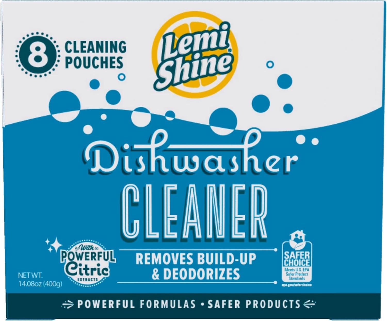 Lemi Shine Dishwasher Cleaner 8 Pack Citric Acid Hard Water Lemon 14oz