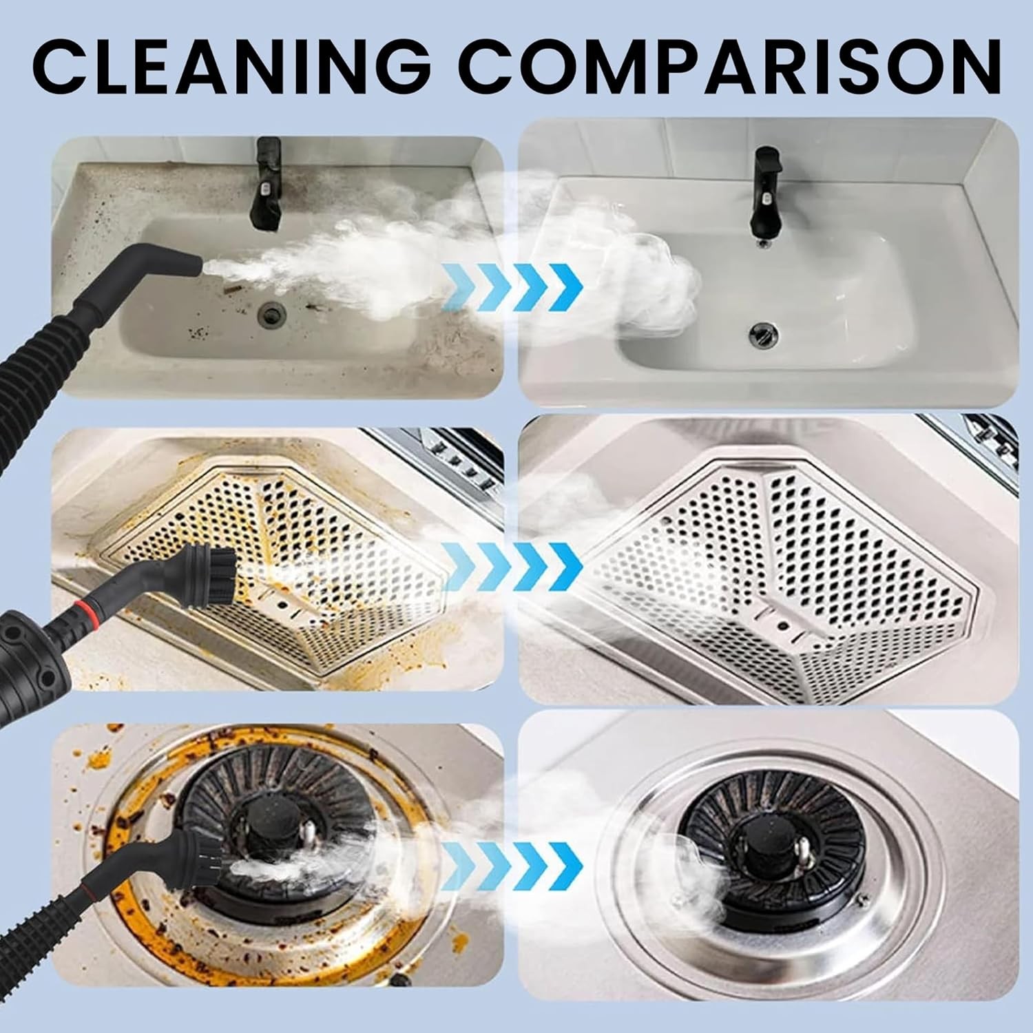 Professional Handheld Steam Cleaner 1200W with 12 Attachments for Multi-Purpose