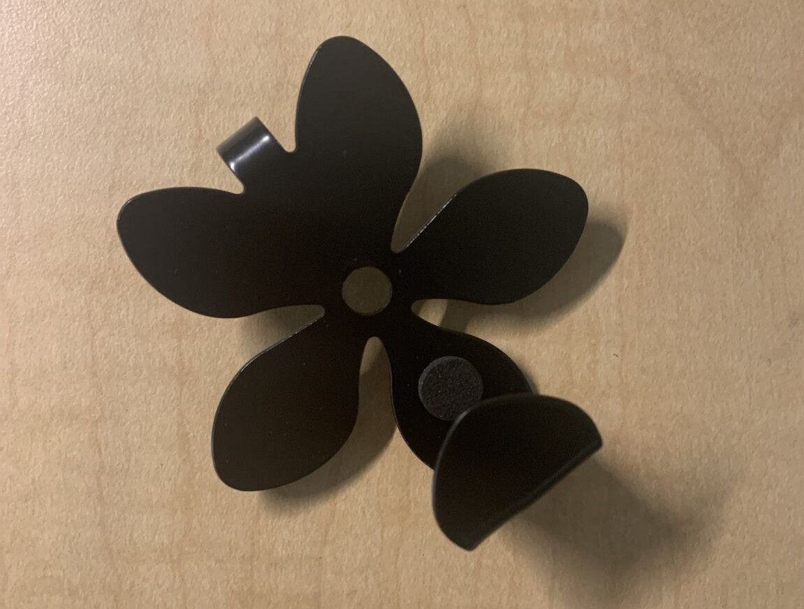 Over-The-Cabinet Flower Single Hook, Black, 2 Pack