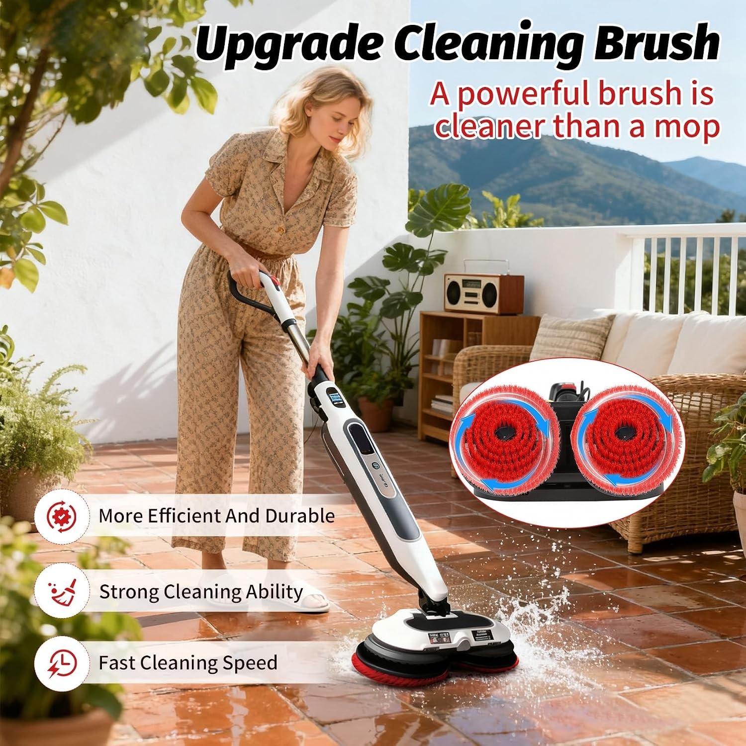 2 Pack S7001 Steam Mop Pads Replacement Brush Head, Upgraded Mop Pad Replacement