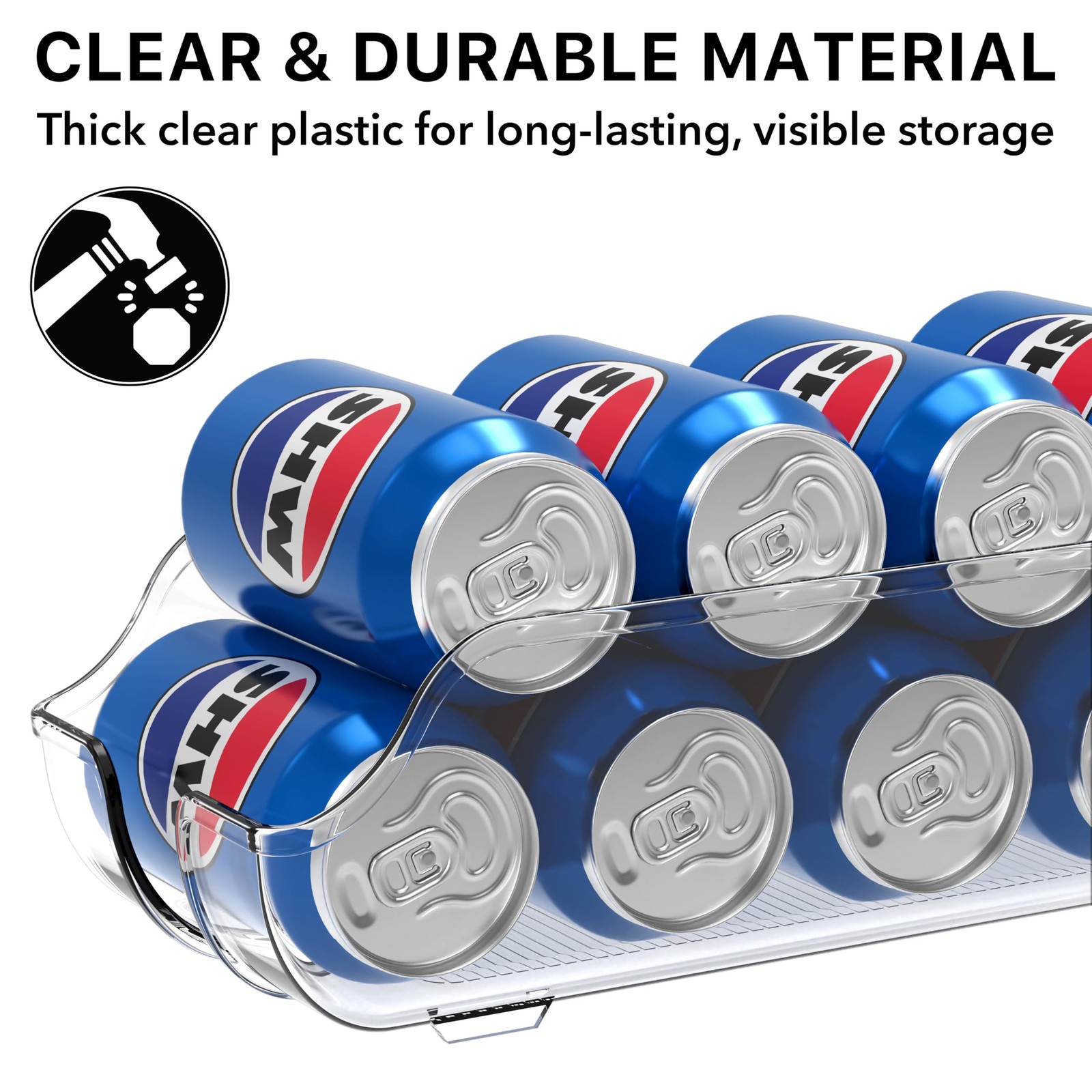 Simple Houseware Soda Can Organizer and Dispenser for 2 Pack, Transparent