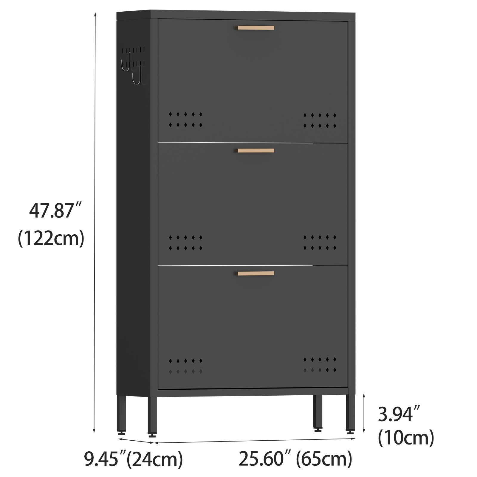 Shoe Cabinet with 3 Flip Drawers, Hidden Metal Shoe Cabinet for Entryway Hallway