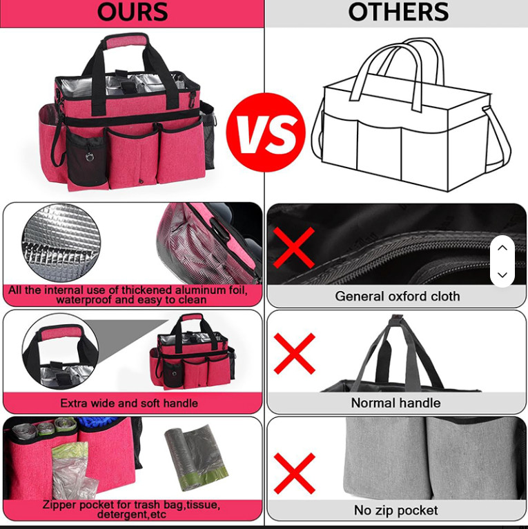 Heavy-Duty Caddy Bag wid Free spray bottle & Towls,Shoulder strap,waist belt.Red