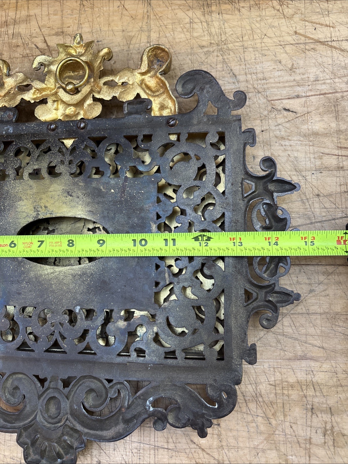 Antique Ornate Renaissance Design Solid Brass Wall Mounted Mail/ Magazine Holder