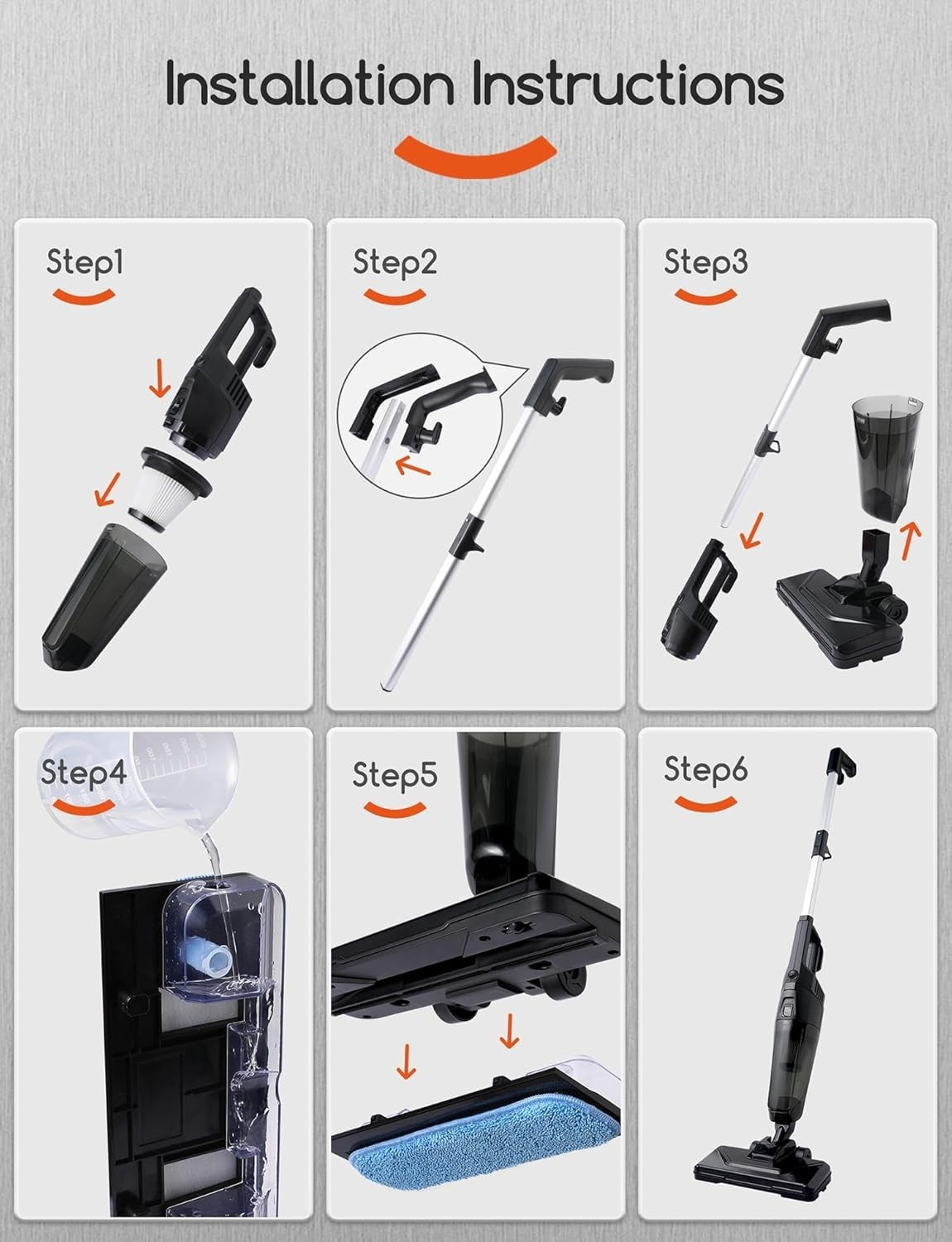 2-in-1 Stick Vacuum & Electric Mop with 600W Powerful Suction for Hard Floors