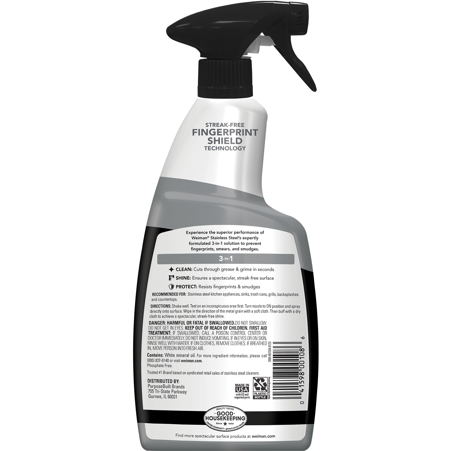 (3 Pack) Weiman Stainless Steel Cleaner & Polish Trigger Spray 22 fl oz Shine