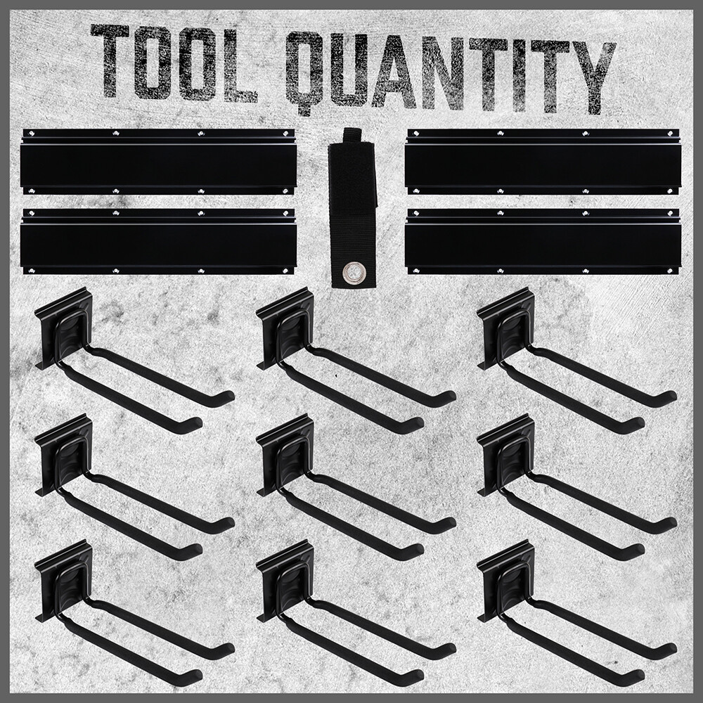 Garage Tool Organization 9pc Double Hooks Holder 64″ Utility Rack Wall Mount