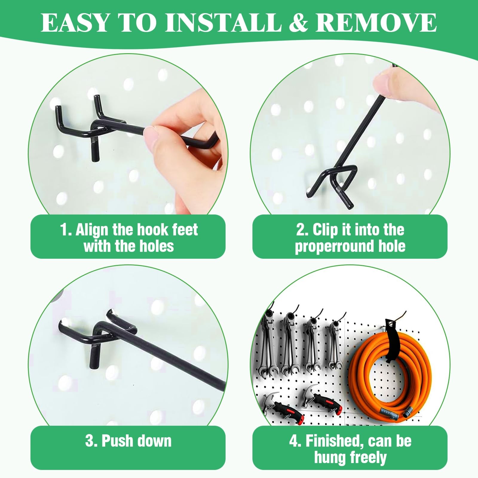 50Pcs 4″/10CM Pegboard Hooks Assortment Set, Metal Peg Board Hooks with 2.5mm…