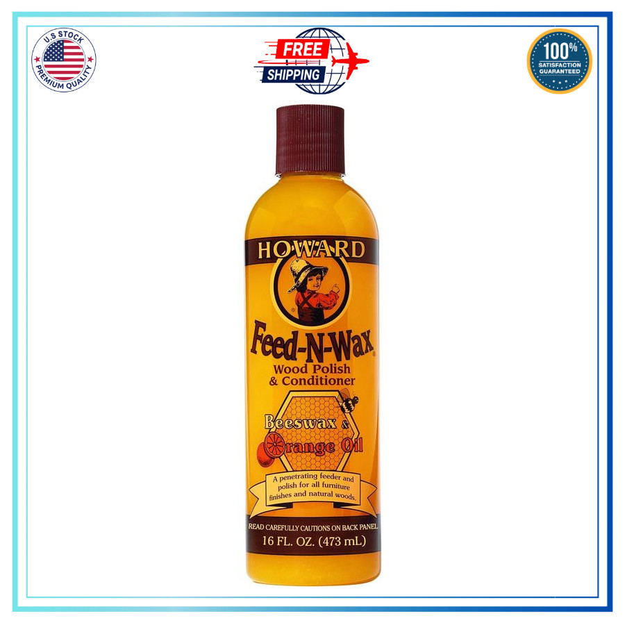 Howard Products FW0016 Feed-N-Wax Wood Polish and Conditioner Beeswax 16 Oz NEW