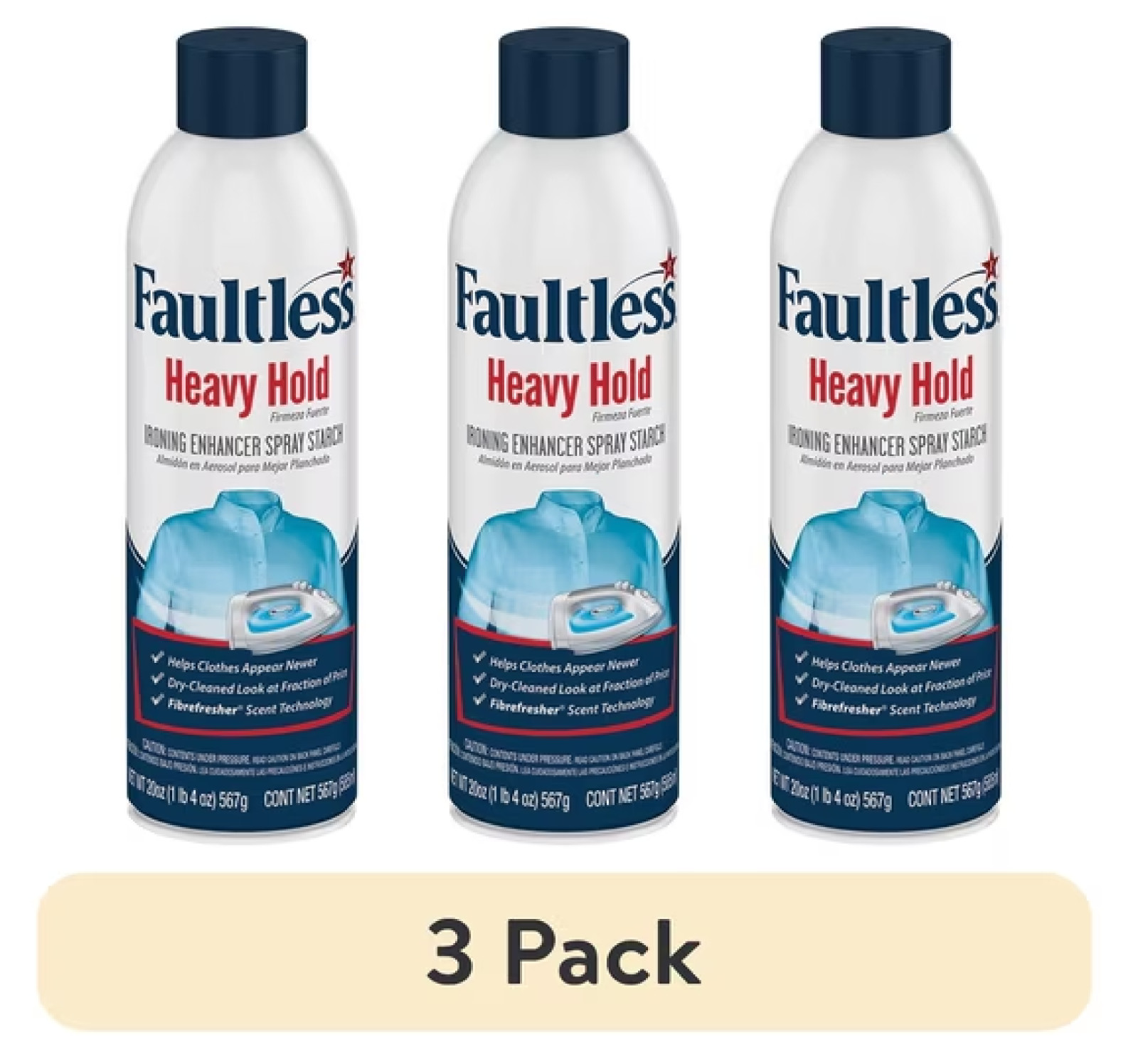 Faultless Heavy Hold Ironing Enhancer Spray Starch 20 oz (3 pack)