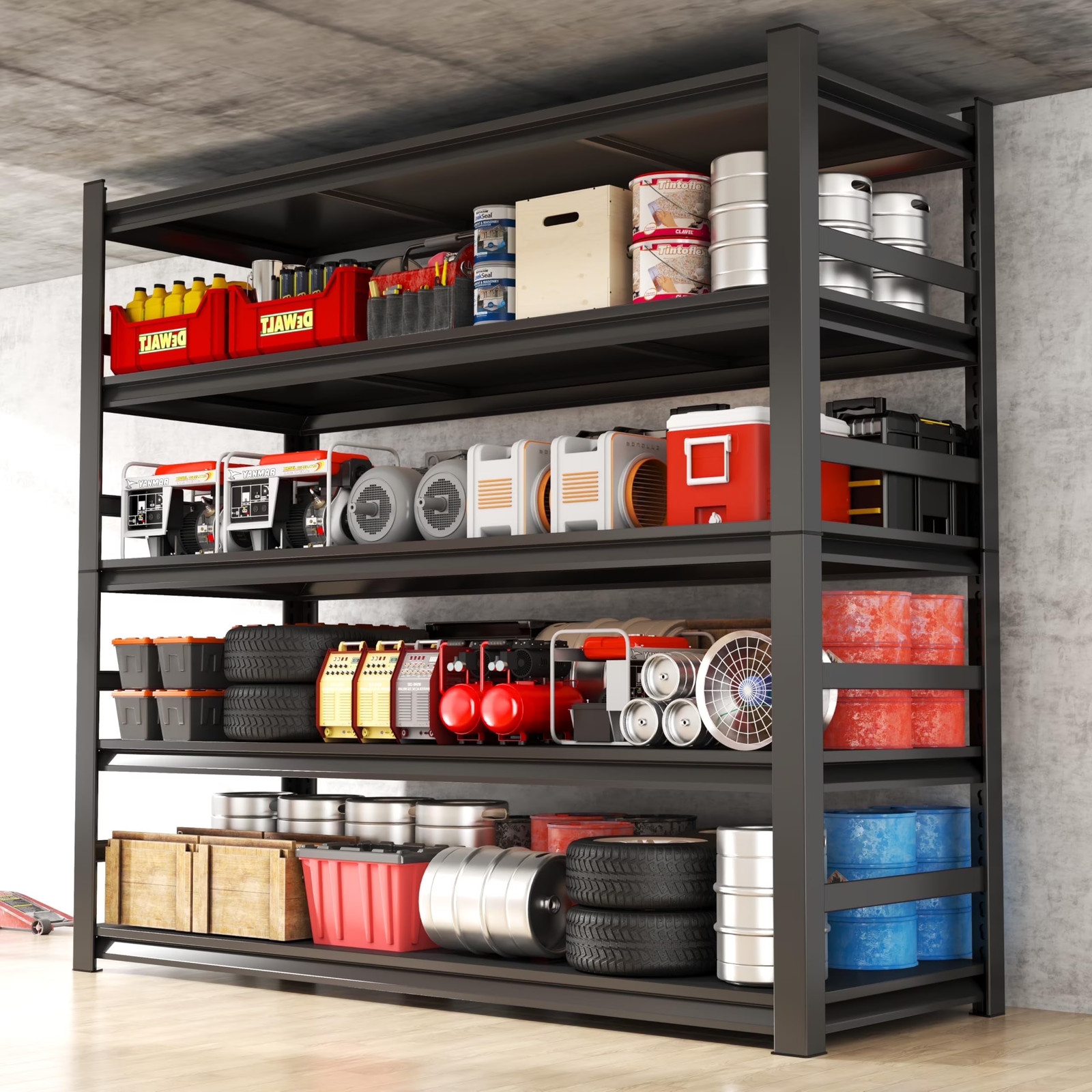 87″ H Garage Shelving Unit and Storage, 5-Tier Heavy-Duty Adjustable Shelf Easy