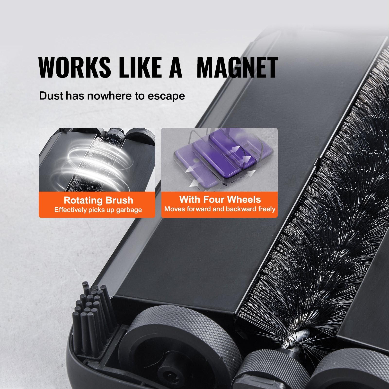 Carpet Sweeper Manual, Floor Sweeper With 300 Ml Dustbin Capacity Easy To Empty,