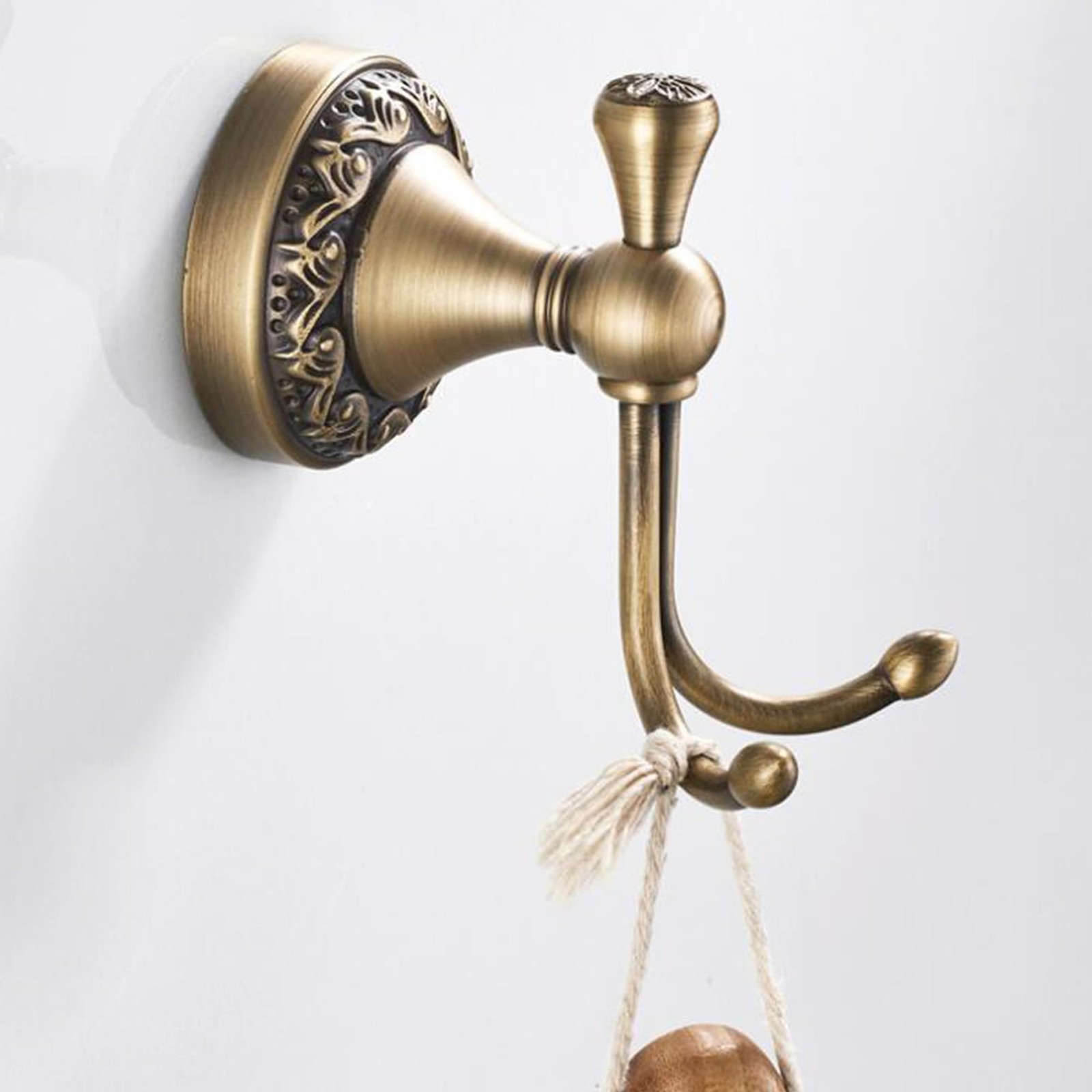 Antique Bronze Brass Bath Towel Hooks Wall Mounted Bathroom Hardware Carving