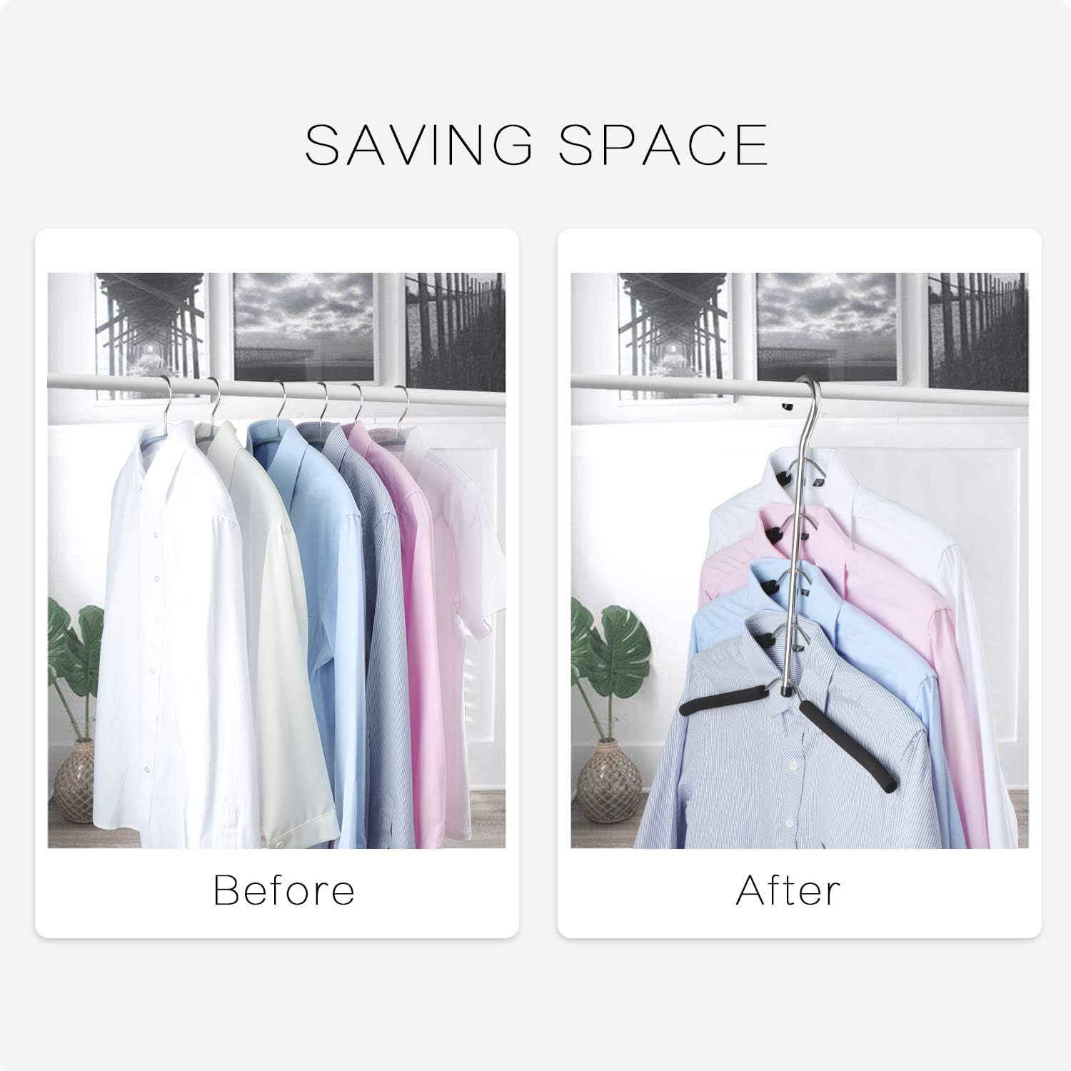 2 Pack 5 Tier Blouse Tree Hangers Non Slip Space Saving Shirts Clothes Hangers