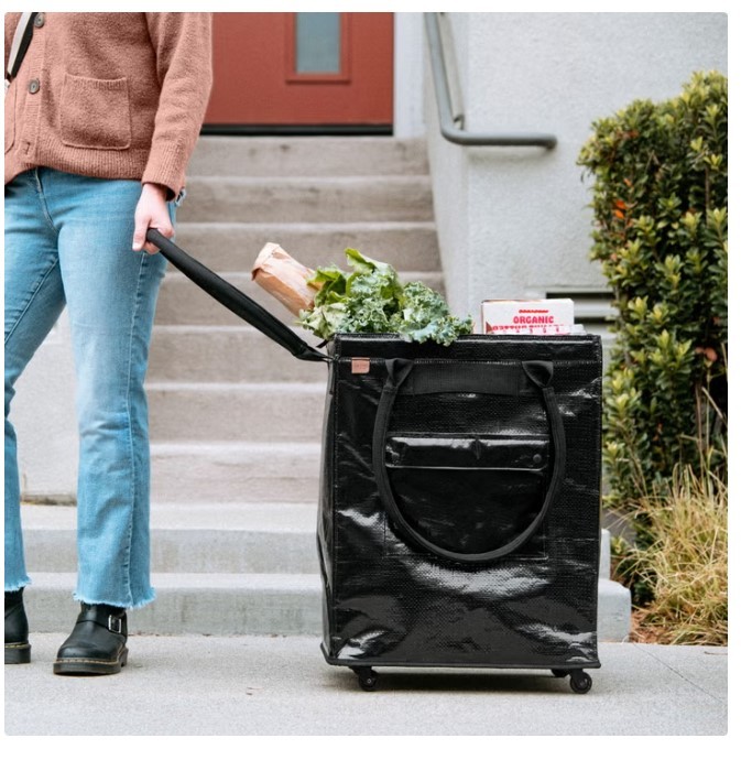 CleverMade 90L 75LB 14”L x 18”W x 24”H Foldable Tote Bag on Wheels Black NEW