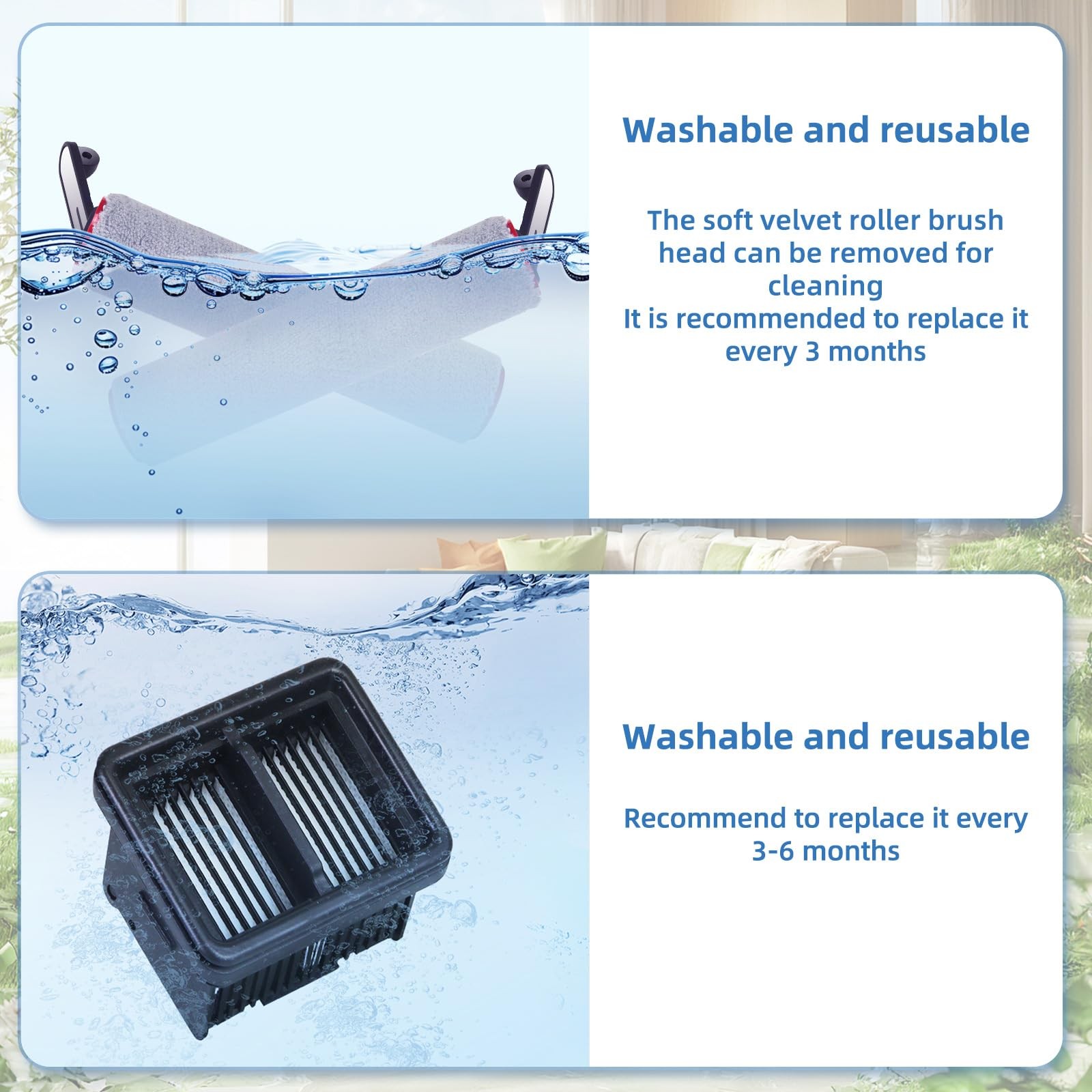 Replacement Brush Roller and Filter for Dreame H12 Pro FlexReach, Aero Pro, H…
