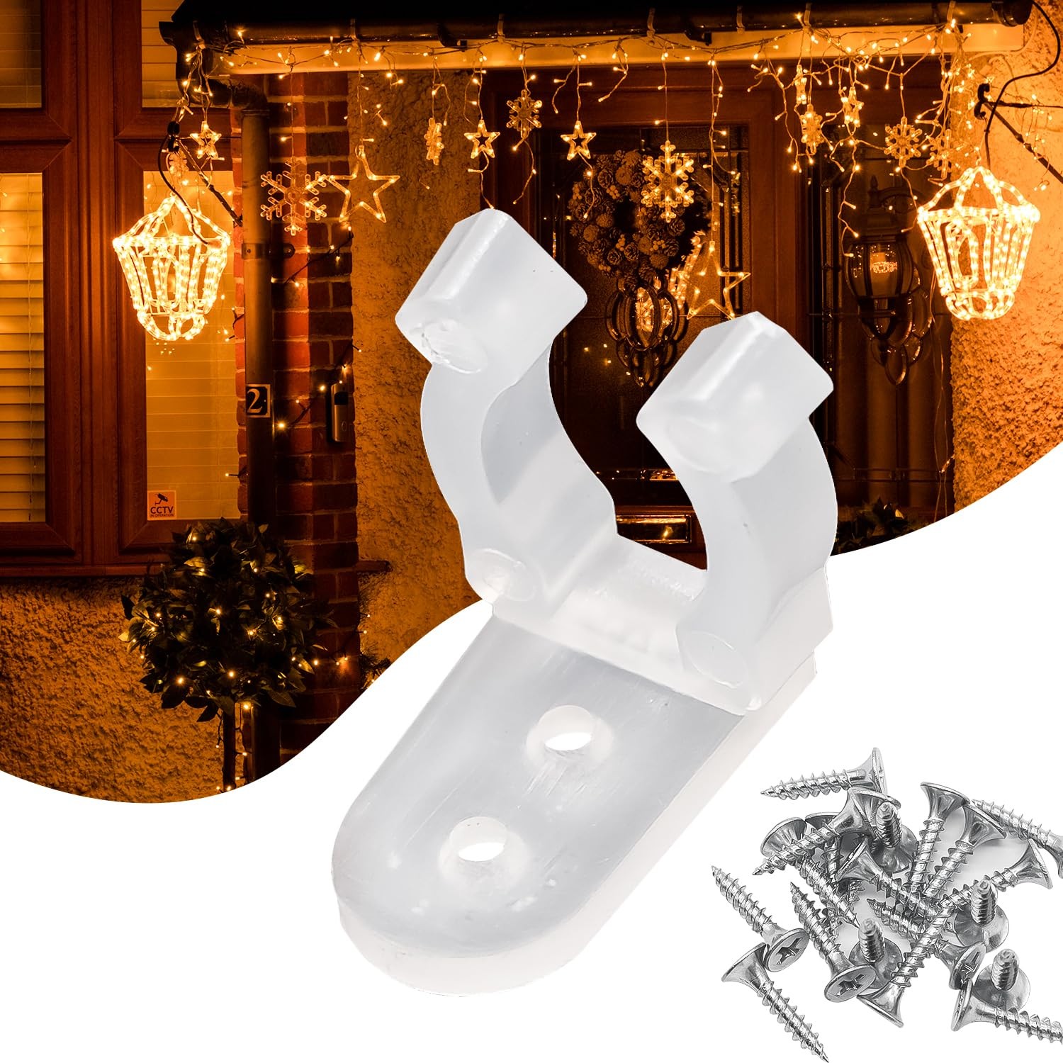 mxuteuk 100pcs 3/8 Inch LED Rope Light Clips Holder with 200 PCS Screws for Hang