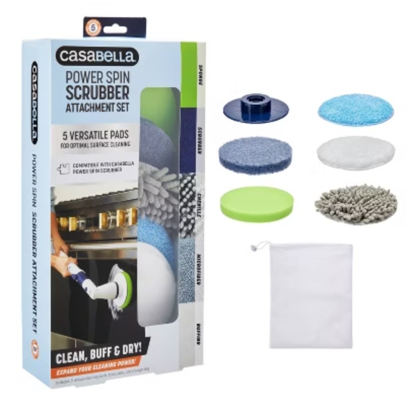 Casabella Power Spin 6 Count Microfiber Scrub And Shine Attachment Set