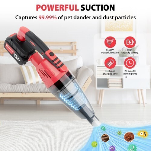 Cordless Vacuum Cleaner 3 in 1 Rechargeable Lightweight Stick Vacuum Cleaner LED