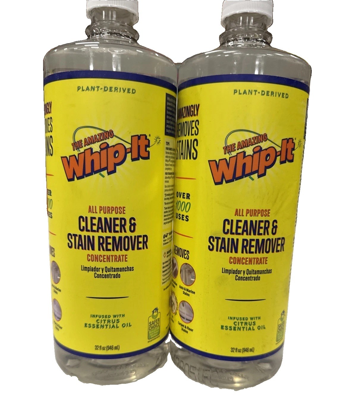 WHIP-IT Stain Remover & Cleaner, 32 fl oz Each, (2 PACK)