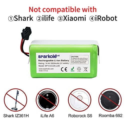 SPARKOLE 14.4V 2600mAh Replacement Battery for Ecovacs Deebot N79S, N79, DN622,