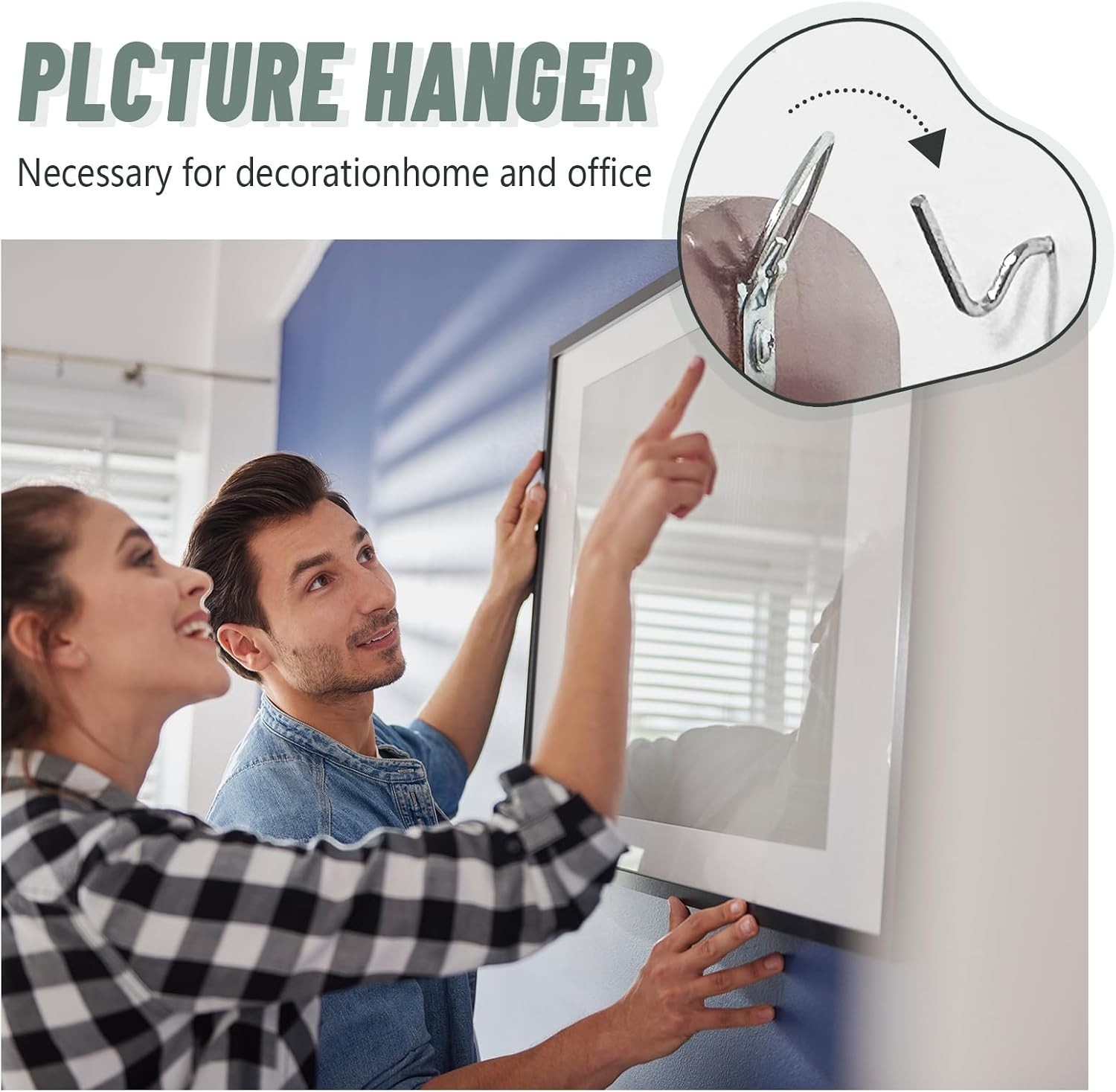 20pcs Super Strong Wall Hooks – Effortless Picture Hanger Kit for Drywall