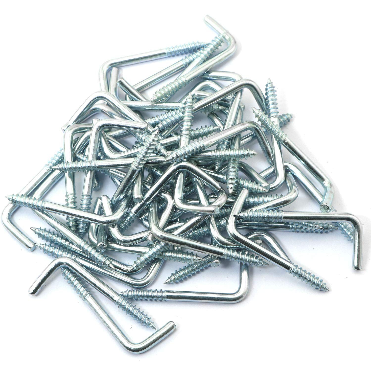 40 PCS 1.3×0.5 inch L-Shape Carbon Steel Self-Tapping Screw Hooks Black