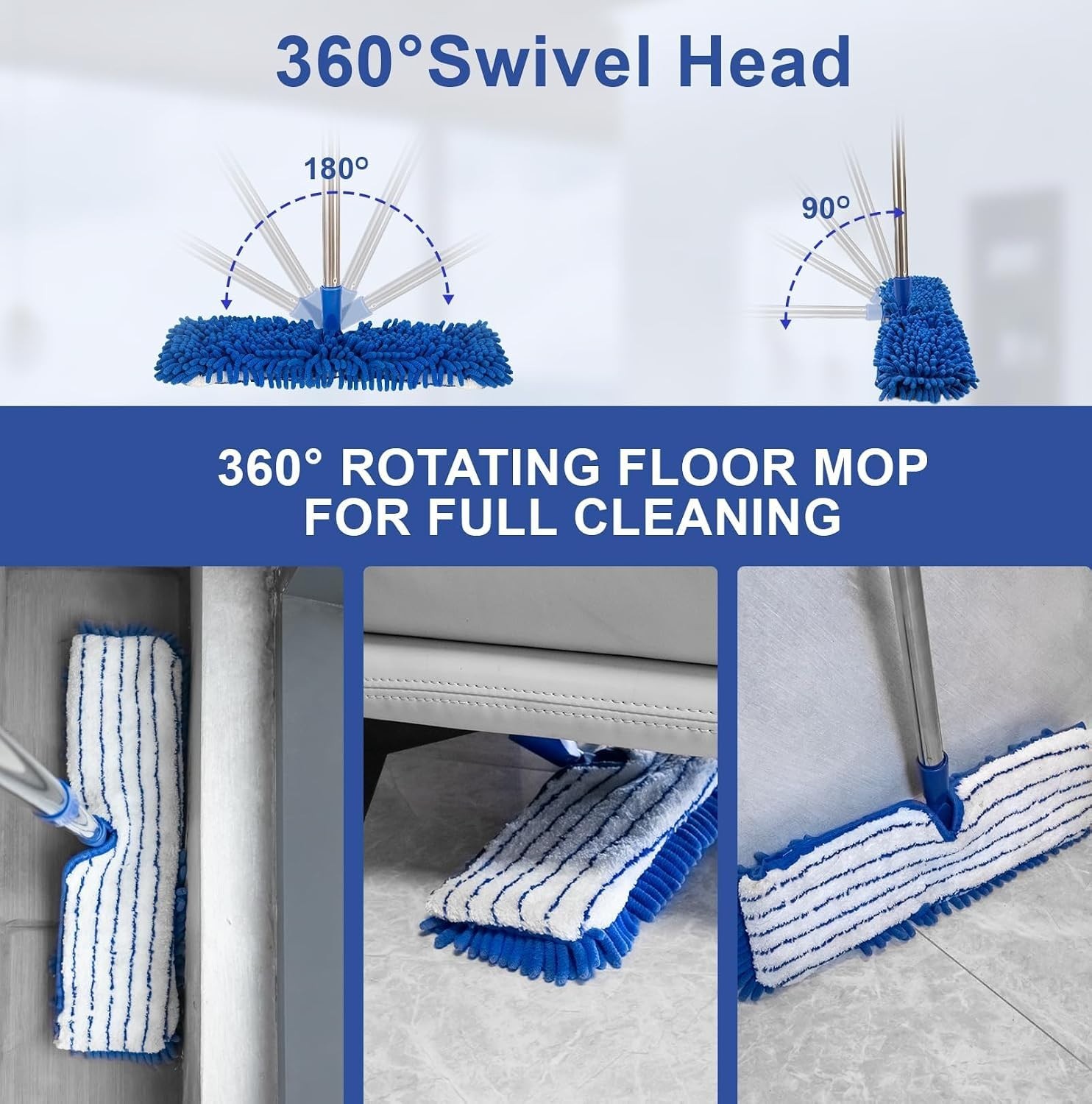 Versatile Blue Microfiber Mop – Dual-Sided for Wet & Dry Cleaning on Any Surface