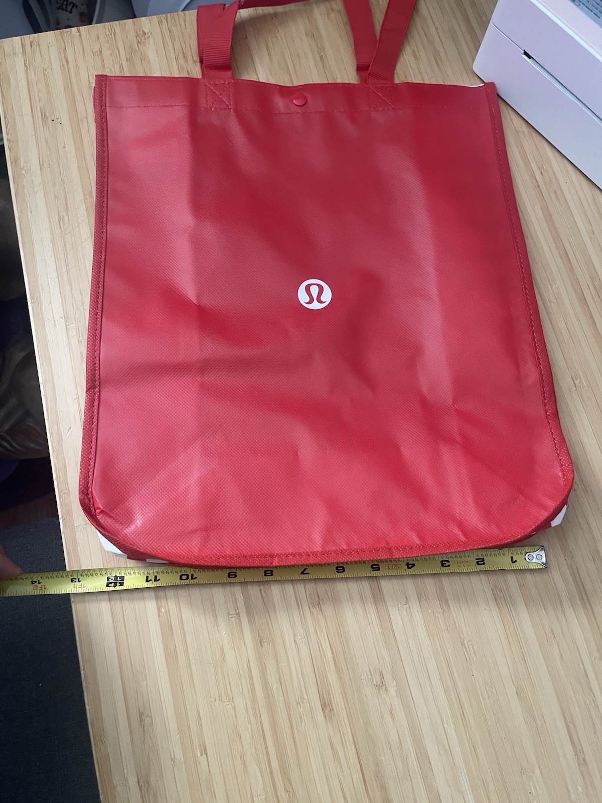 Lululemon Reusable Shopping Tote Bag Large Red With White Tote New