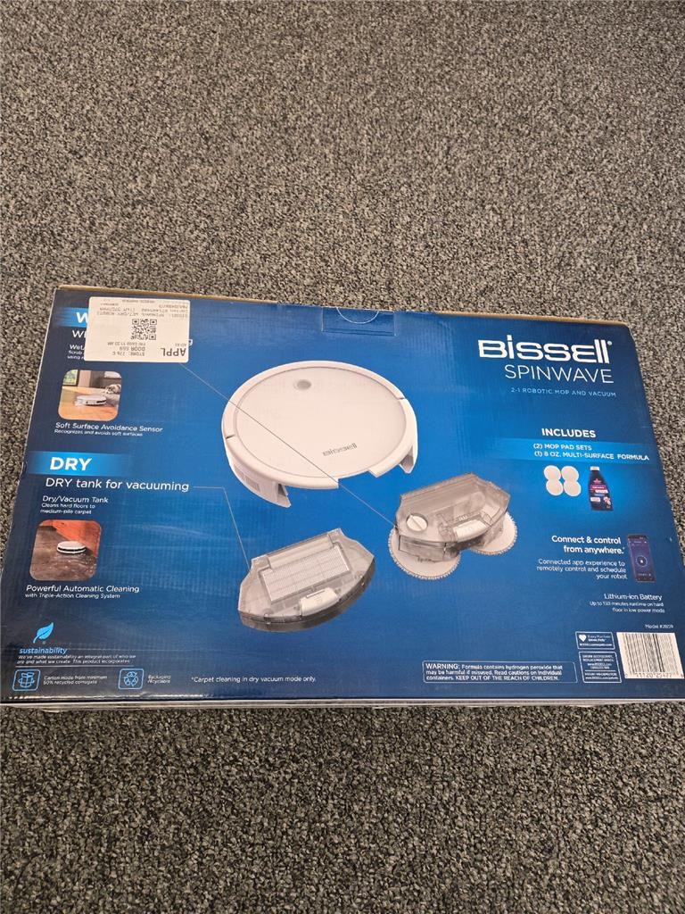 = Bissell Spinwave Hard Floor Wet & Dry Robotic Vacuum Pearl White #2859 NEW