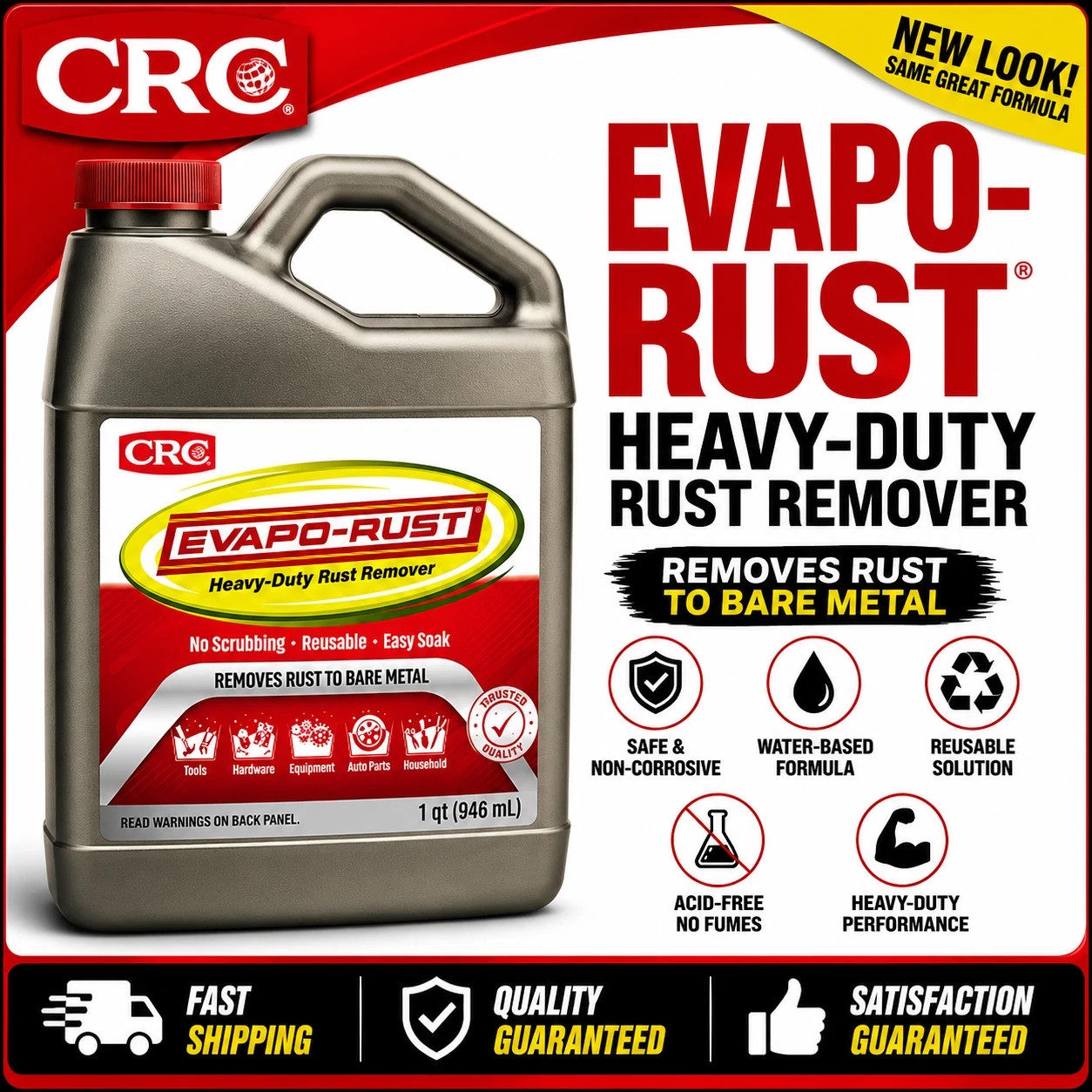 CRC Evapo-Rust Heavy Duty Rust Remover 32oz Metal Cleaner NonCorrosive Acid-Free