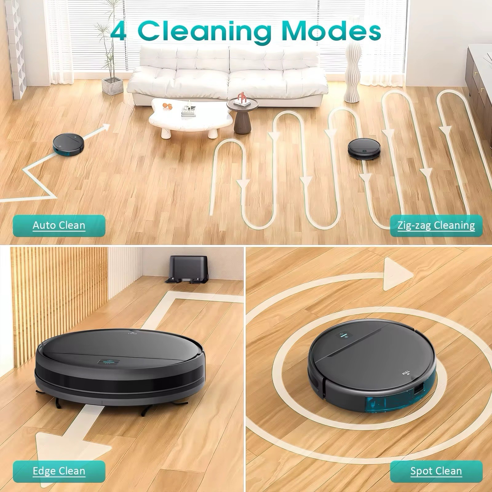 Automatic Robot Vacuum Cleaner 3000Pa App Control Wet Dry Mop-Eco Friendly