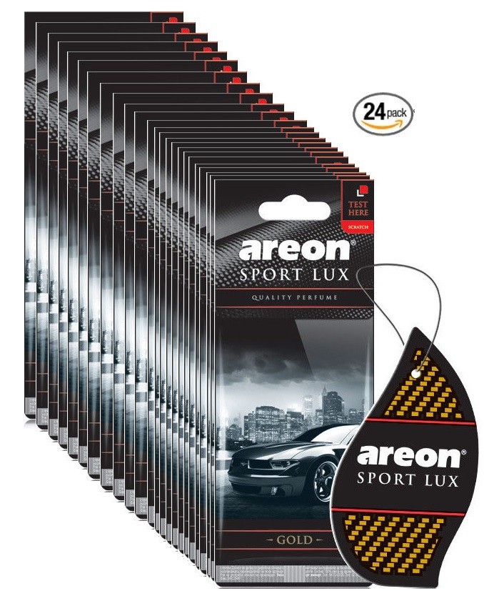 Areon Sport LUX Quality Perfume/Cologne Cardboard Car Air Freshener, Gold-24PK