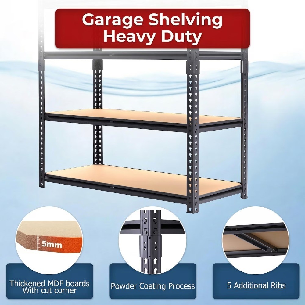 Heavy Duty Garage Shelving, 2400 lbs Capacity 5-Tier Metal Storage Shelves,