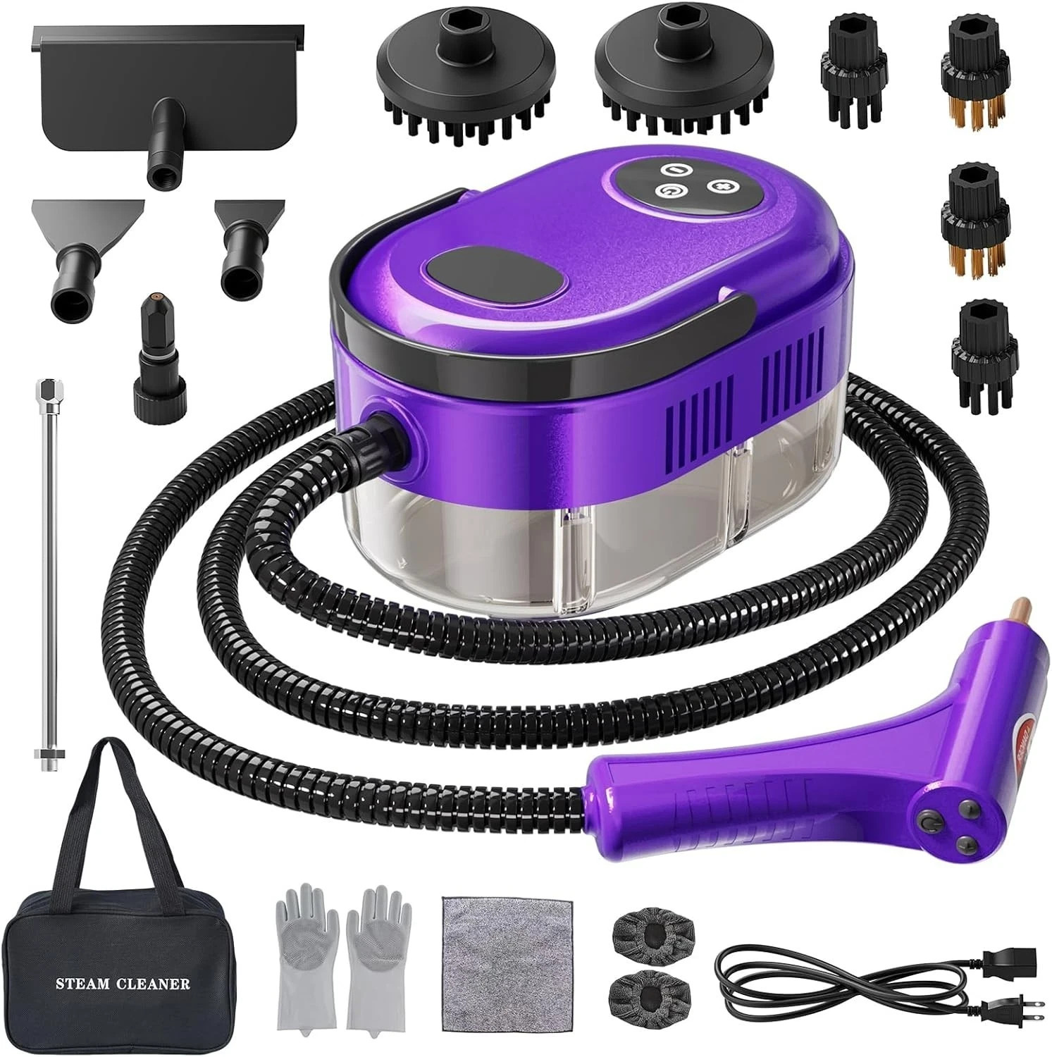 Fast Heating Handheld Steam Cleaner – 15-in-1 High Pressure for Home & Car