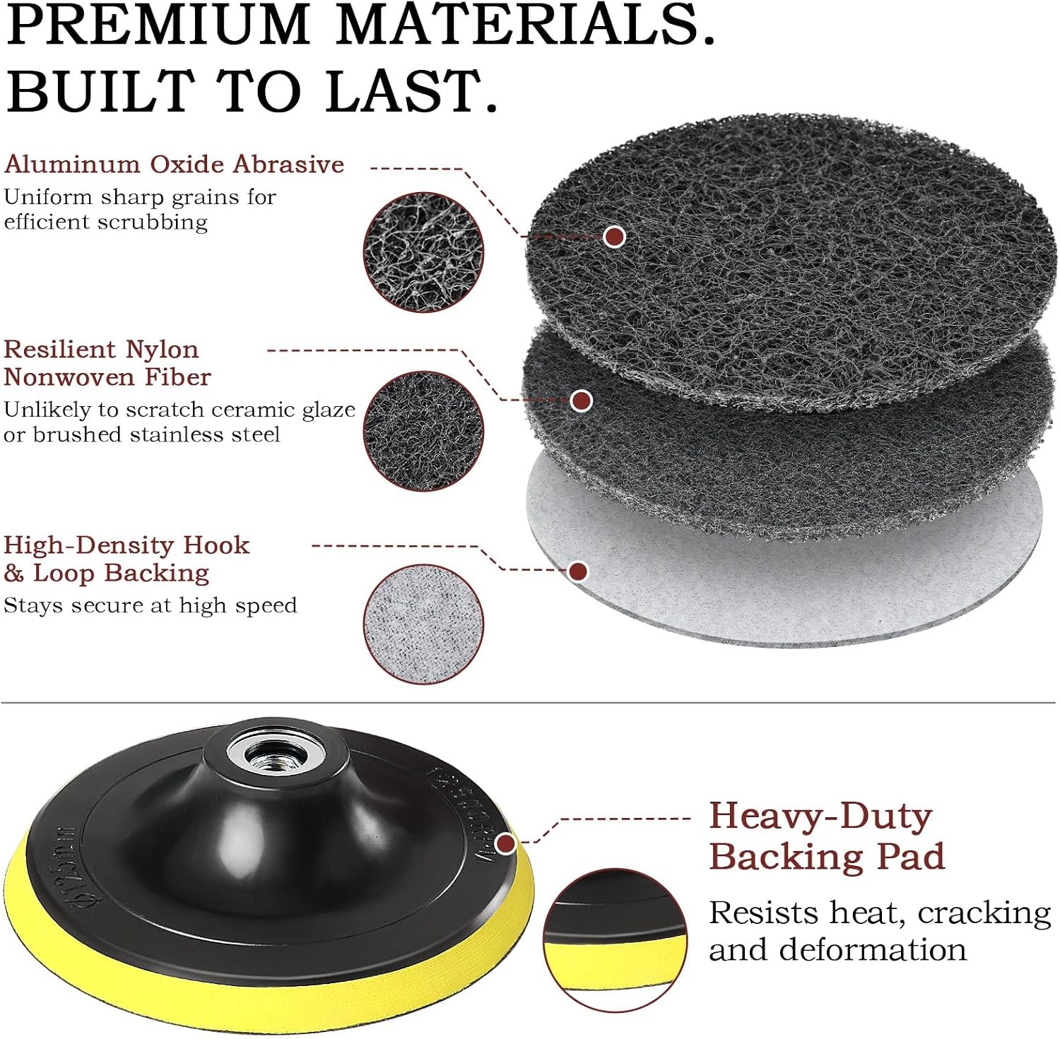 5 Inch 15 PCS Scouring Pads Drill Brush Power Scrubber Cleaning Kit | Hook and