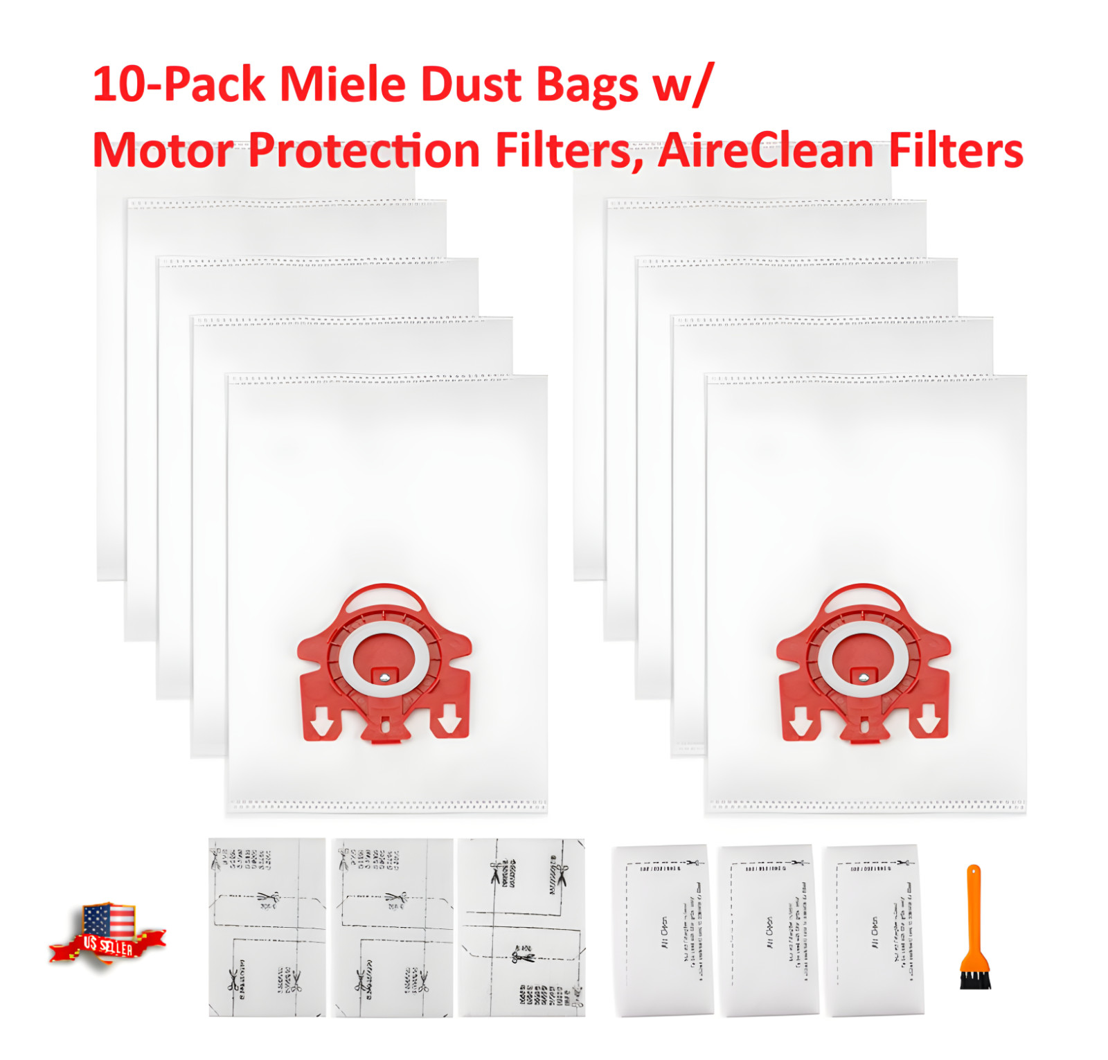 Miele Vacuum Bags GN Vacuum Cleaner Bags Dust Bags replacement 10-Pack w/ Filter