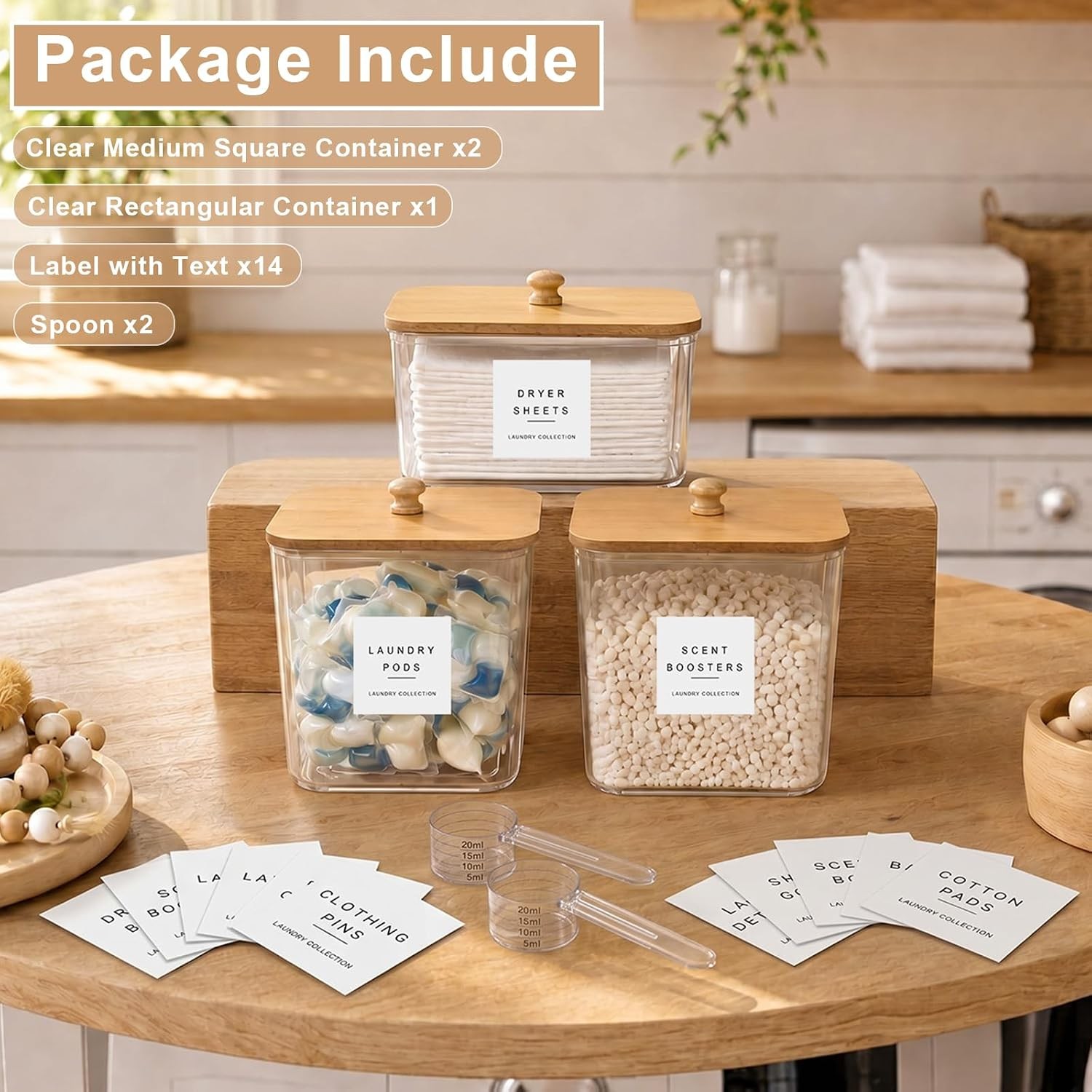 3 Pack Laundry Pod Containers and Dryer Sheet Holder, Laundry Room Organization