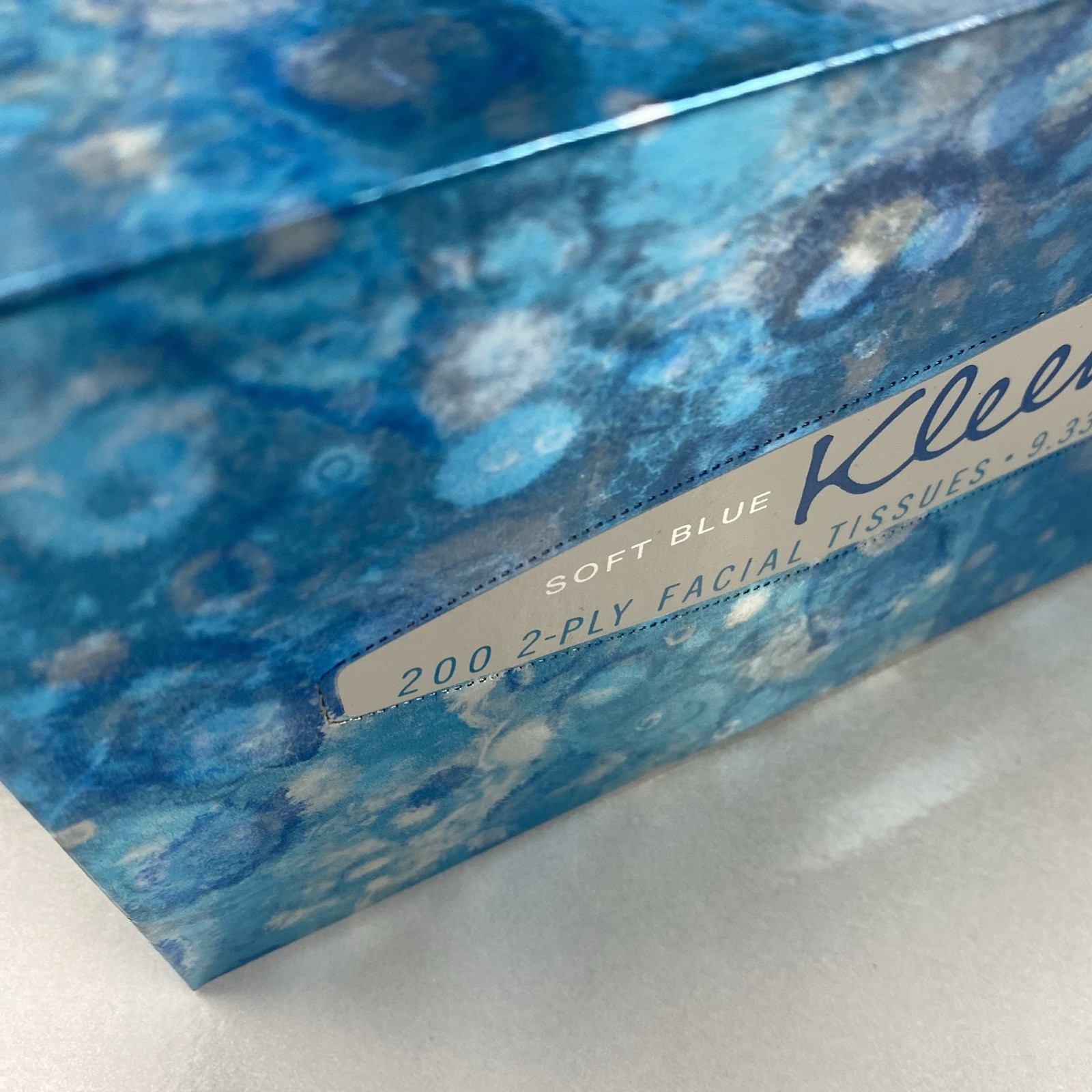 vintage 1966 KLEENEX TISSUE BOX BLUE SILVER FOIL 60s NOS PROP DISPLAY